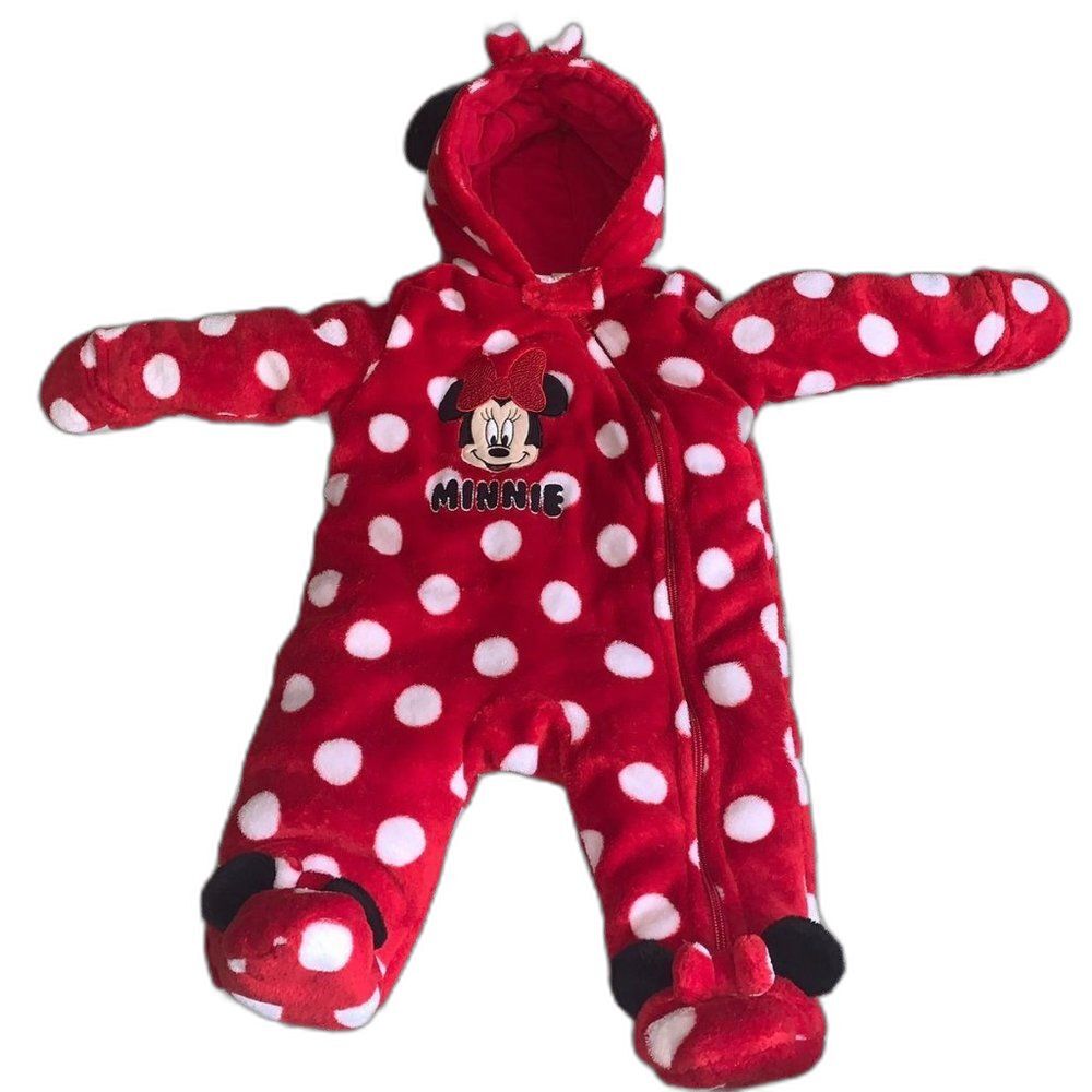 Minnie Mouse Red White Polka Dots Winter Bodysuit 6 Months